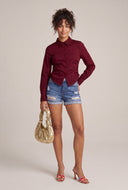 Ruched Button Front Shirt