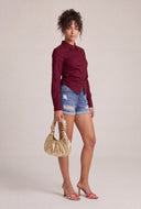 Ruched Button Front Shirt