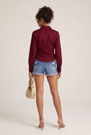Ruched Button Front Shirt