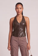 Vegan Leather Corset Halter Top