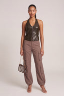 Vegan Leather Corset Halter Top