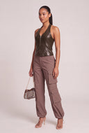 Vegan Leather Corset Halter Top