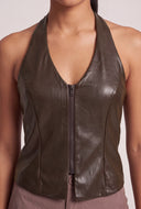 Vegan Leather Corset Halter Top