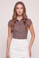 Striped Cap Sleeve Shirt
