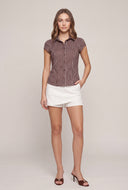 Striped Cap Sleeve Shirt
