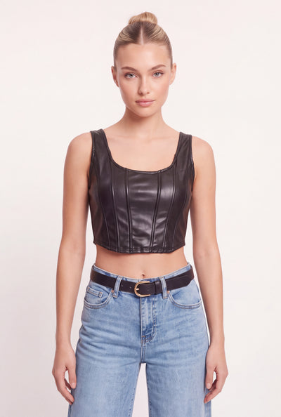 Vegan Leather Crop Corset Top