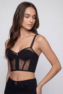 Lace Insert Cropped Bustier Top