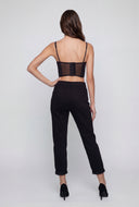 Lace Insert Cropped Bustier Top