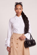 Ruffle Sleeve Button Front Shirt
