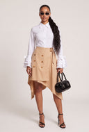 Ruffle Sleeve Button Front Shirt