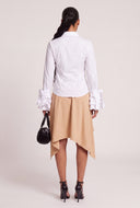 Ruffle Sleeve Button Front Shirt