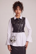 Vegan Leather Layered Look Top