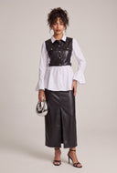Vegan Leather Layered Look Top