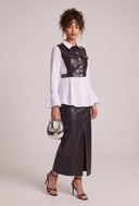 Vegan Leather Layered Look Top