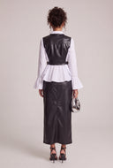 Vegan Leather Layered Look Top