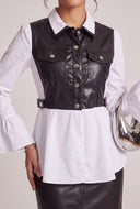 Vegan Leather Layered Look Top