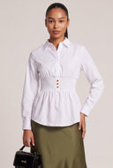 Smocked Long Sleeve Peplum Top