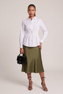Smocked Long Sleeve Peplum Top