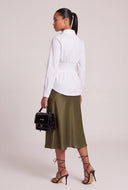 Smocked Long Sleeve Peplum Top