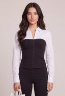 Color Block Long Sleeve Corset Top