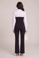 Color Block Long Sleeve Corset Top