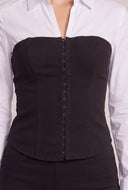 Color Block Long Sleeve Corset Top