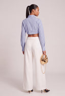 Striped Neck Tie Crop Shirt