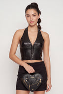Vegan Leather Bustier Halter Top