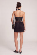 Vegan Leather Bustier Halter Top