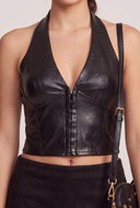 Vegan Leather Bustier Halter Top