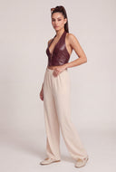 Vegan Leather Buckle Halter Top