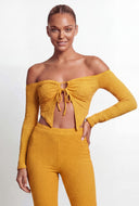 Molly Tie Front Off the Shoulder Crop Top
