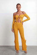 Molly Tie Front Off the Shoulder Crop Top