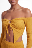 Molly Tie Front Off the Shoulder Crop Top