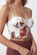 Luciana Foil Floral Mesh Bustier Corset Top
