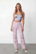 Luciana Foil Floral Mesh Bustier Corset Top