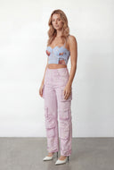 Luciana Foil Floral Mesh Bustier Corset Top