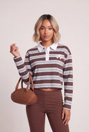 Striped Graphic Polo Top