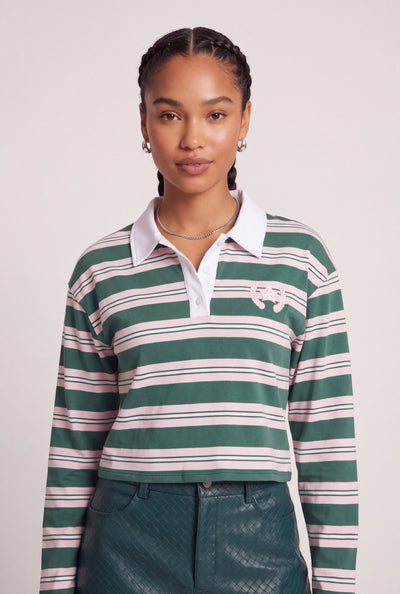 Striped Graphic Polo Top