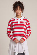 Striped Graphic Polo Top