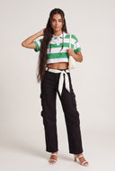 Frankie Striped Crop Polo Top
