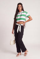 Frankie Striped Crop Polo Top