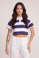 Frankie Striped Crop Polo Top
