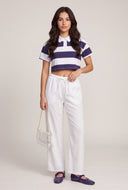 Frankie Striped Crop Polo Top