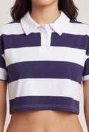 Frankie Striped Crop Polo Top