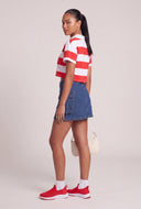 Frankie Striped Crop Polo Top
