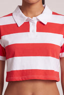 Frankie Striped Crop Polo Top