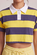 Frankie Striped Crop Polo Top