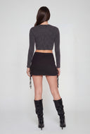 Grommet Detail Drawstring Front Crop Top