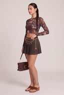Mesh Long Sleeve Crop Top